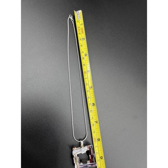 Estate 925 Sterling Multicolor Geometric Bars Cubic Zirconia Pendant Necklace - Picture 8 of 11